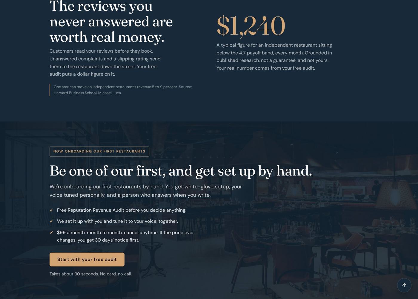 Interior section of the Hostly Reviews website showing the owner-controlled review response workflow